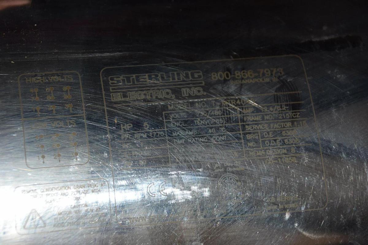 (New) Sterling KB stainless steel motor T-MTR4045 5hp 1770rpm 230/460 3ph 215TCZ