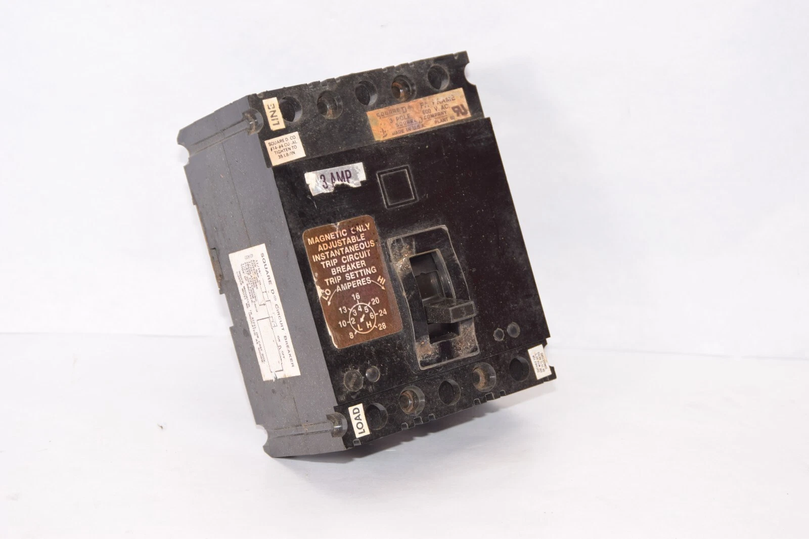 Used SQUARE D FAL 36003 FAL36003 3A Amp 3P 600V 11M Black Circuit Breaker