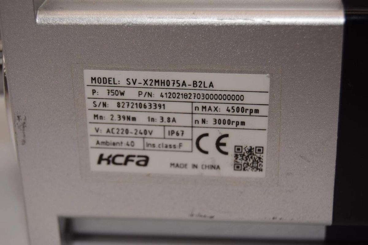Used HCFA SV-X2MH075A-B2LA , 41202182703000000000 3.8A 4500/30000rpm  Servo Motor