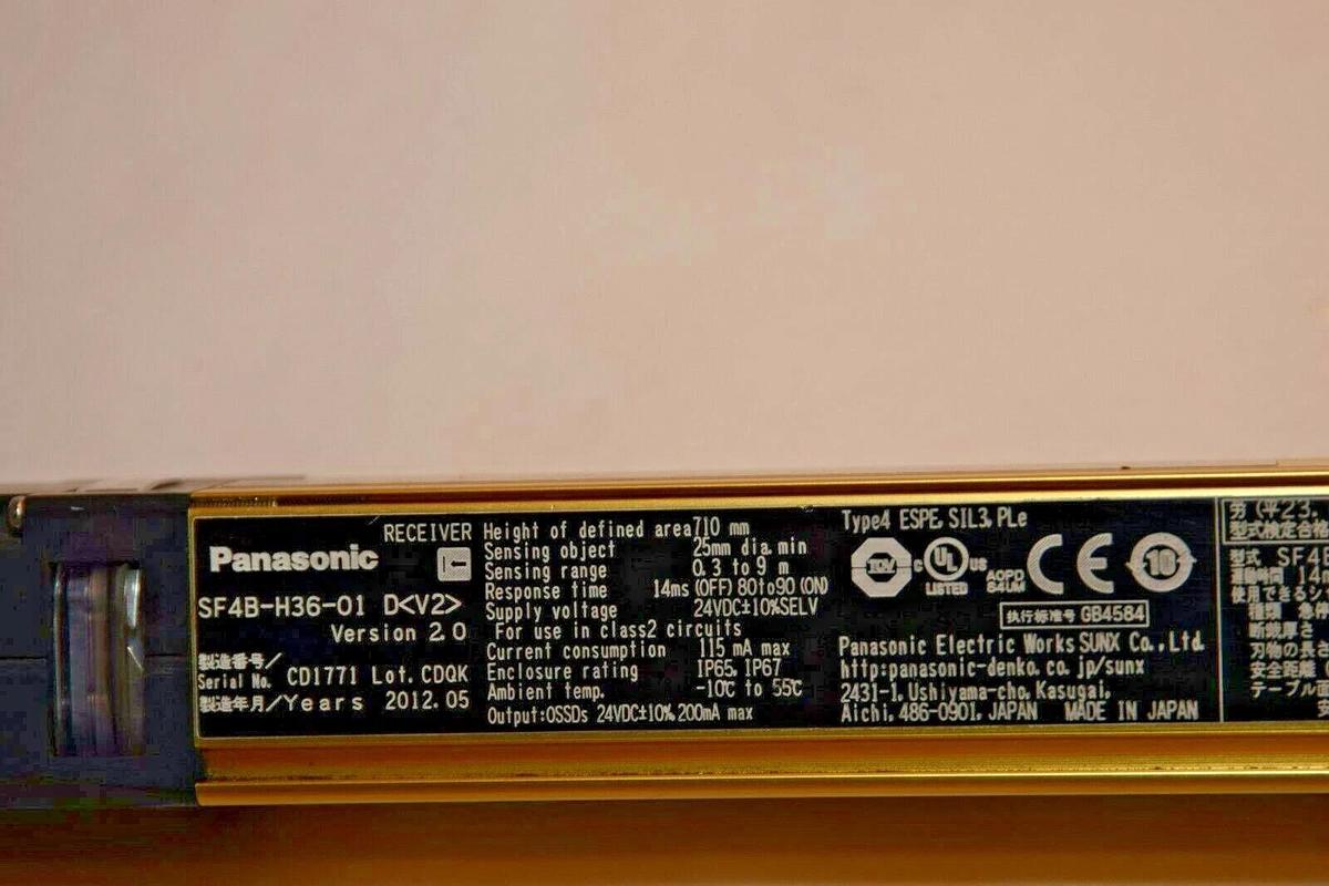 Used SUNX SF4B-H36-01 D V2 Receiver Safety light curtain Matsushita Electric PANSONIC