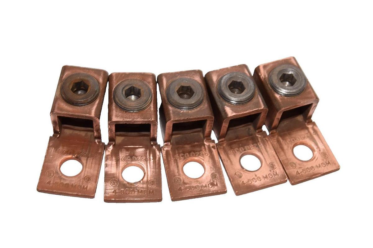 Used Ilsco D2264 4-500MCM Solid Copper Lugs (Lot of 5)