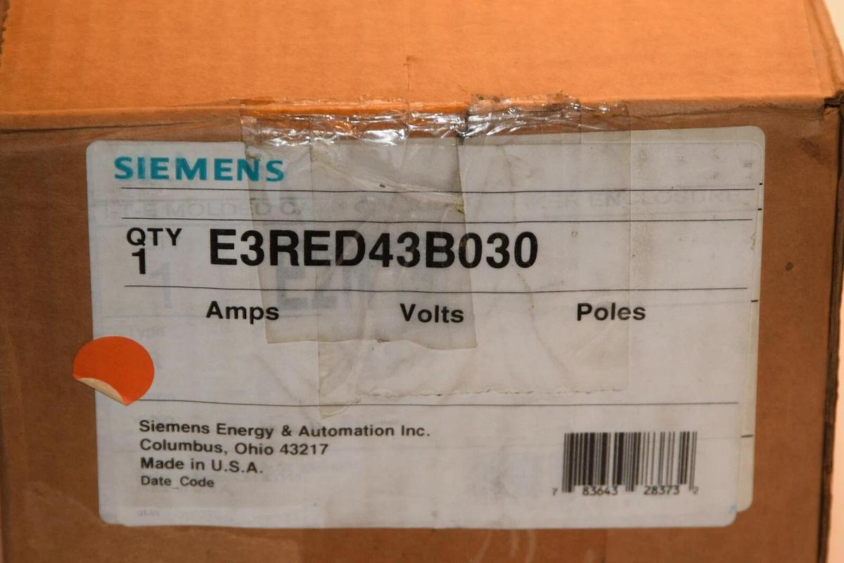 (NEW) SIEMENS E3RED43B030 ENC3R 3P 30A 30 Amp 30 A 480V 18KA Breaker