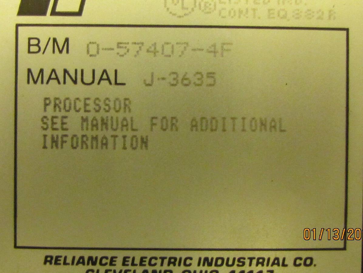 Used RELIANCE ELECTRIC PROCESSOR 57407-4 57407 4 0-57407-4F 57407-4F