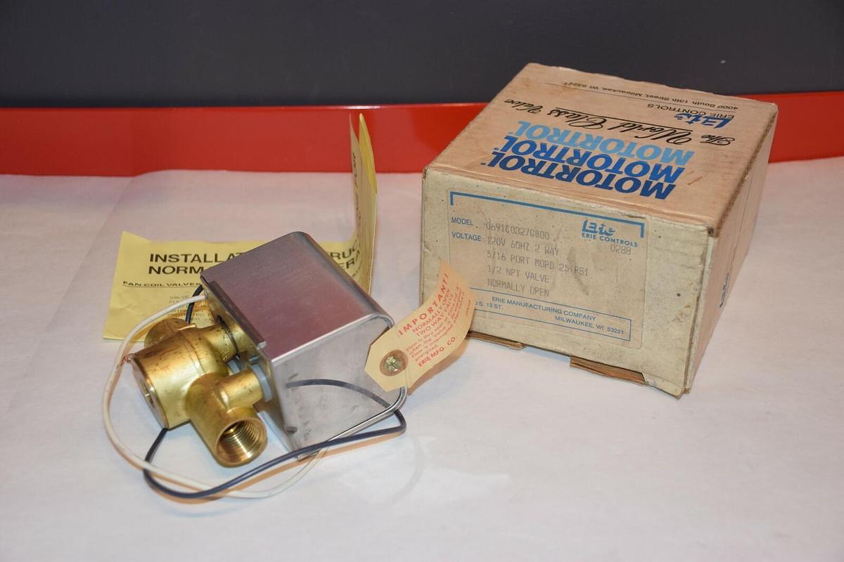 NEW ERIE CONTROLS 0691C0327GB00 120V 60Hz 2-WAY 5/16" PORT 1/2NPT VALVE