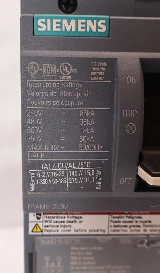 Siemens Circuit Breaker 150A 150 Amp 3VA5 3VA5215-5EC31-0AA0 TM230 *NEW Take Out