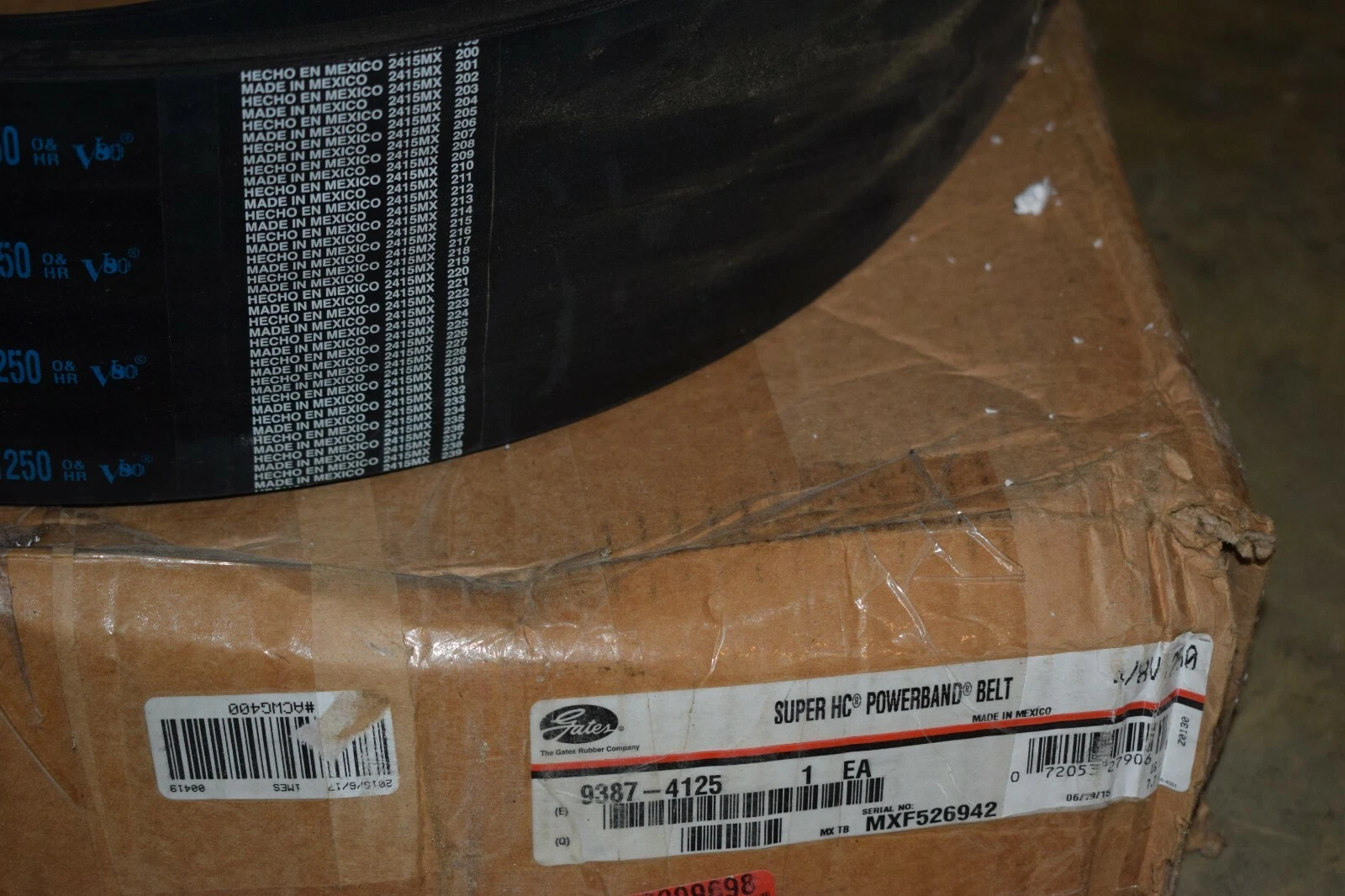 GATES Belt V-Belt 8V1250 4/8V1250 SUPER HC POWERBAND 4 RIB 9387-4125 (NEW)