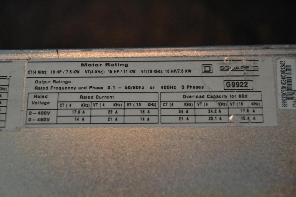 Used Telemecanique Altivar Drive ATV66D12N4 10/15hp 7.5/11KW (no keypad)