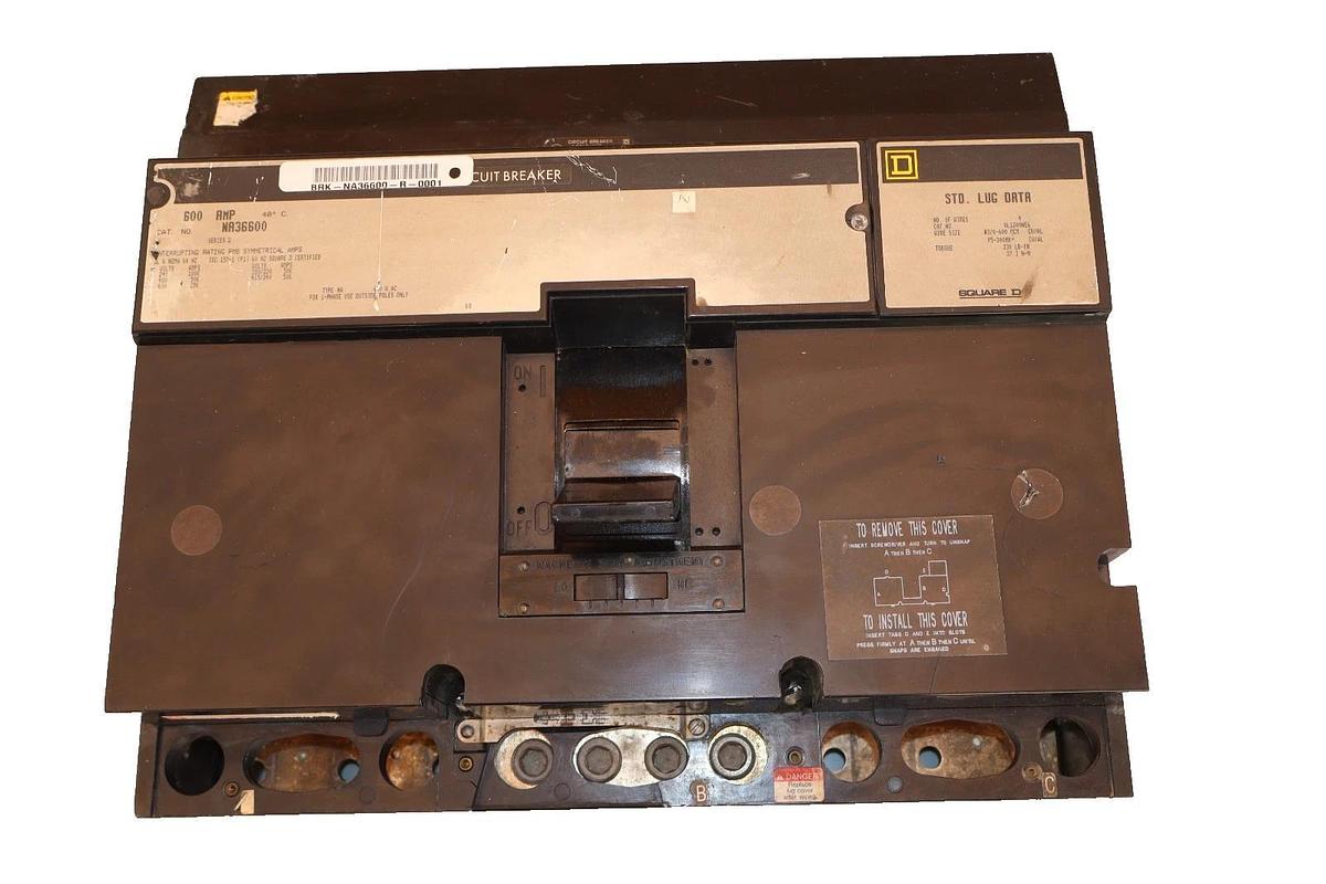 Used Square D 600A Circuit Breaker NA36600 600 Amp Frame 3Pole