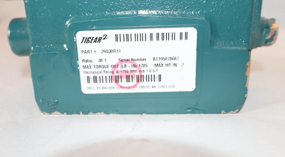 DODGE Baldor Tigear 2 Gear Box Speed Reducer 26Q30R14 30:1 2hp (NOS)