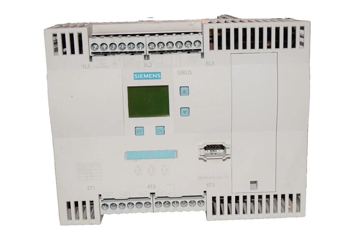 Used Siemens AC Semiconductor Motor Starter 3RW4445-6BC34 SIRIUS 115v DAMAGE TO COVER
