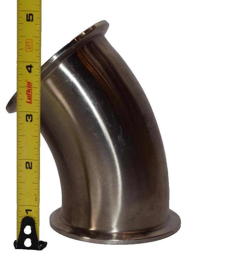 3" Sanitary 45° Sanitary Clamp 304 Stainless Steel Fitting (New - Lot of 2)