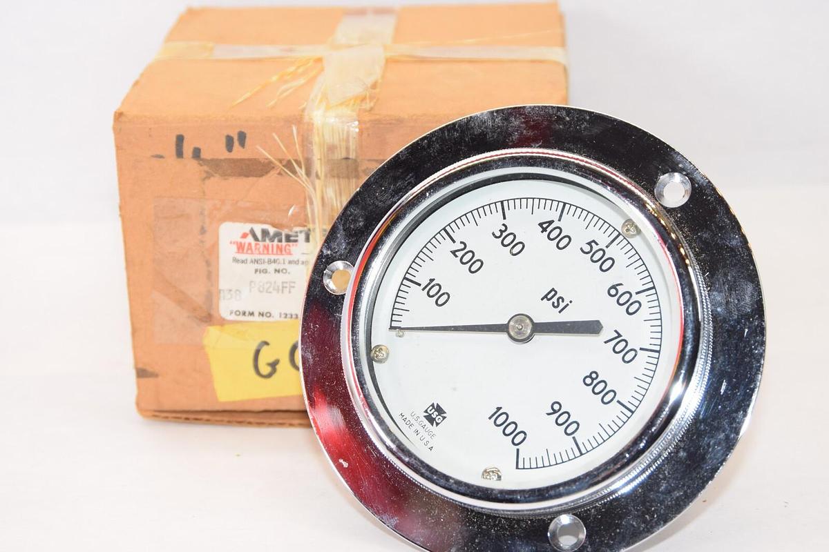 AMETEK P824FF 0-1000psi 3.5" Face  Flanged Pressure Gauge (NEW)