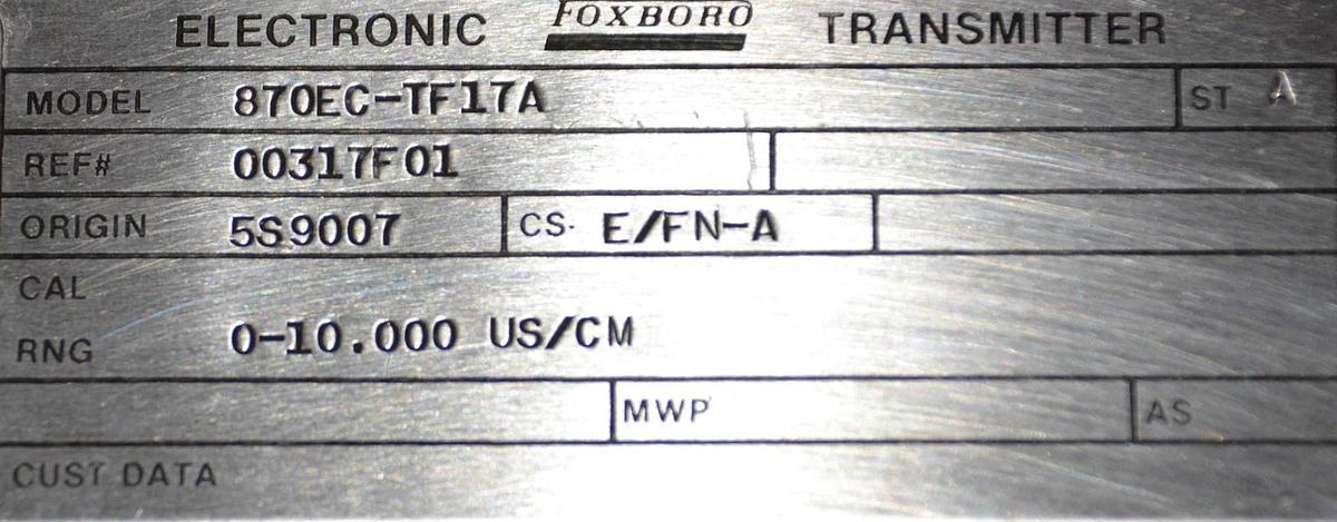 Used FOXBORO ELECTRONICS TRANSMITTER 870EC-TF17A 870ECTF17A 870EC TF17A