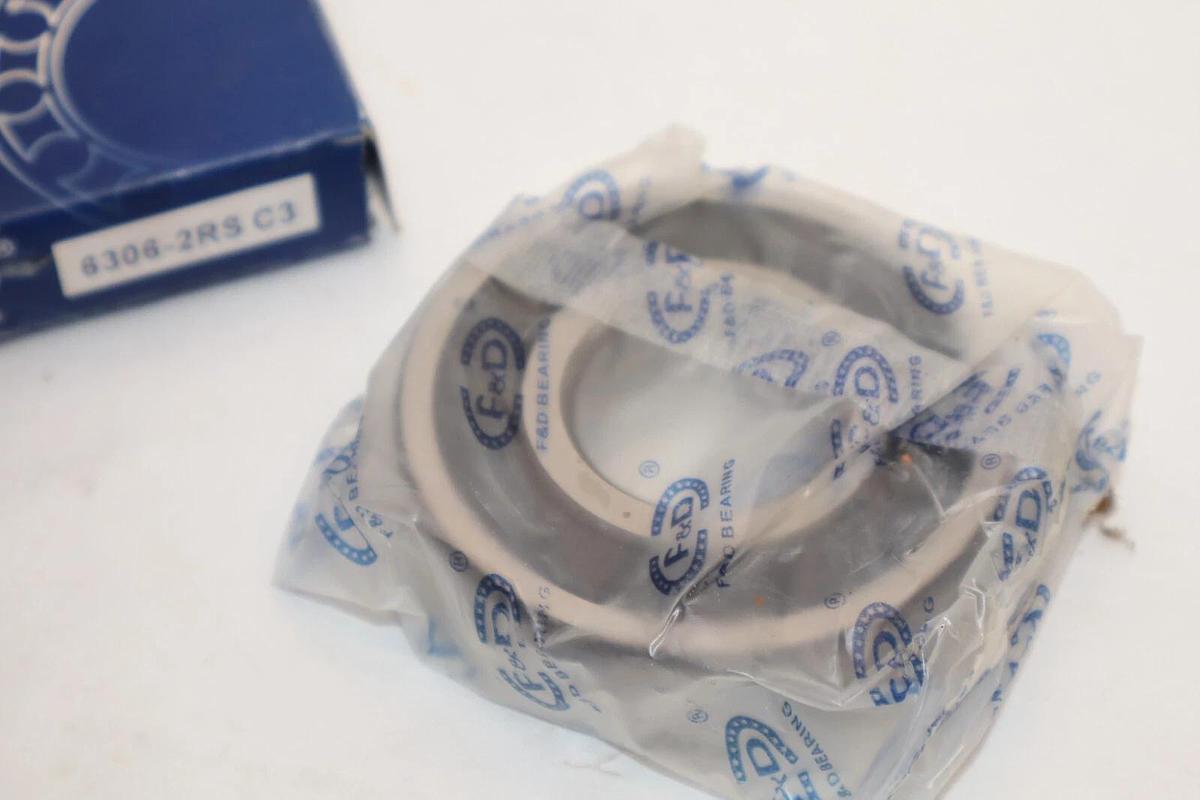 (NEW) F&D 6306-2RS C3 Rubber Sealed Ball Bearing