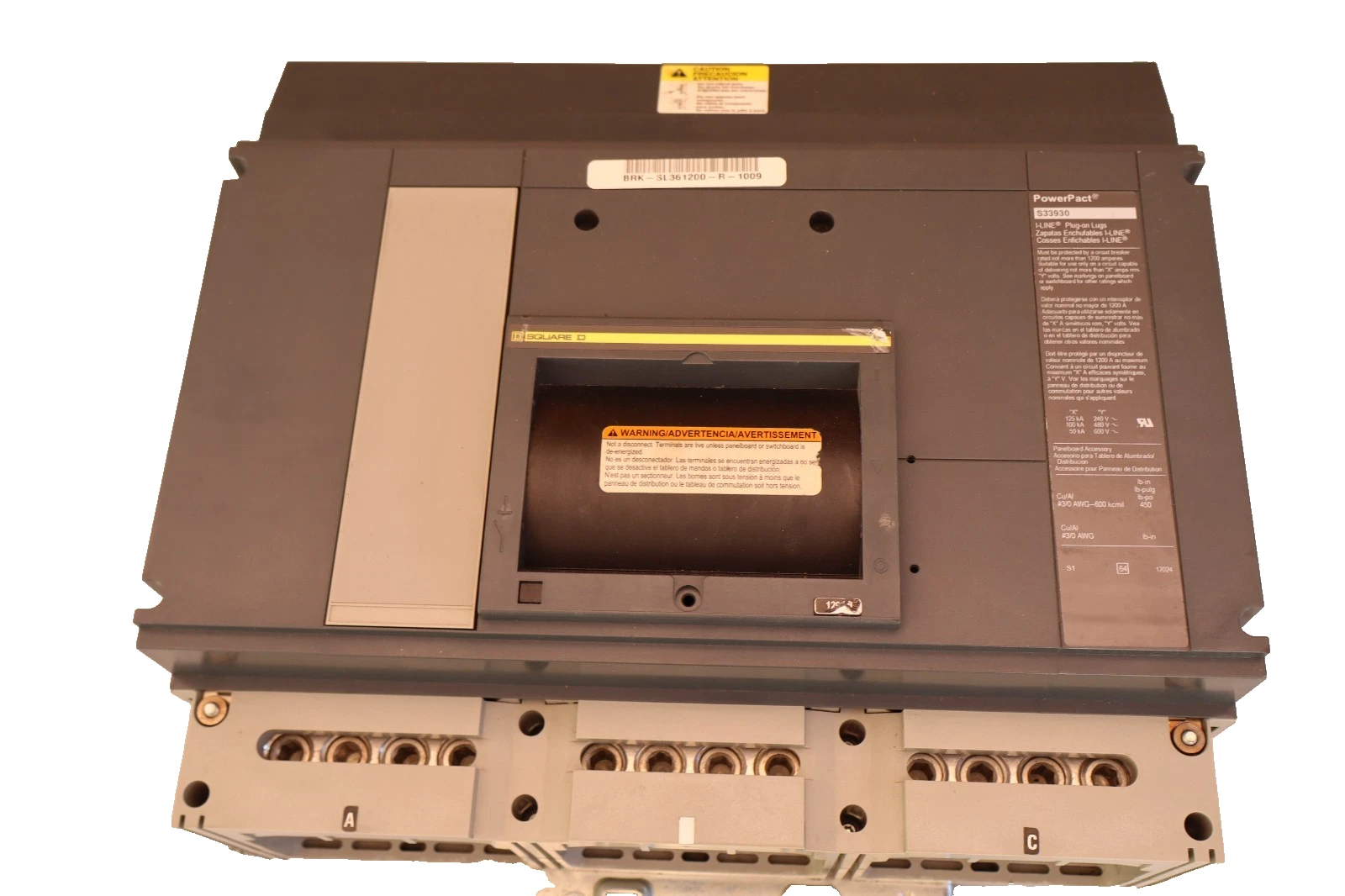 Used Square D I-Line PowerPact 1200Amp S33930 Circuit Breaker 1200 A 3Pole