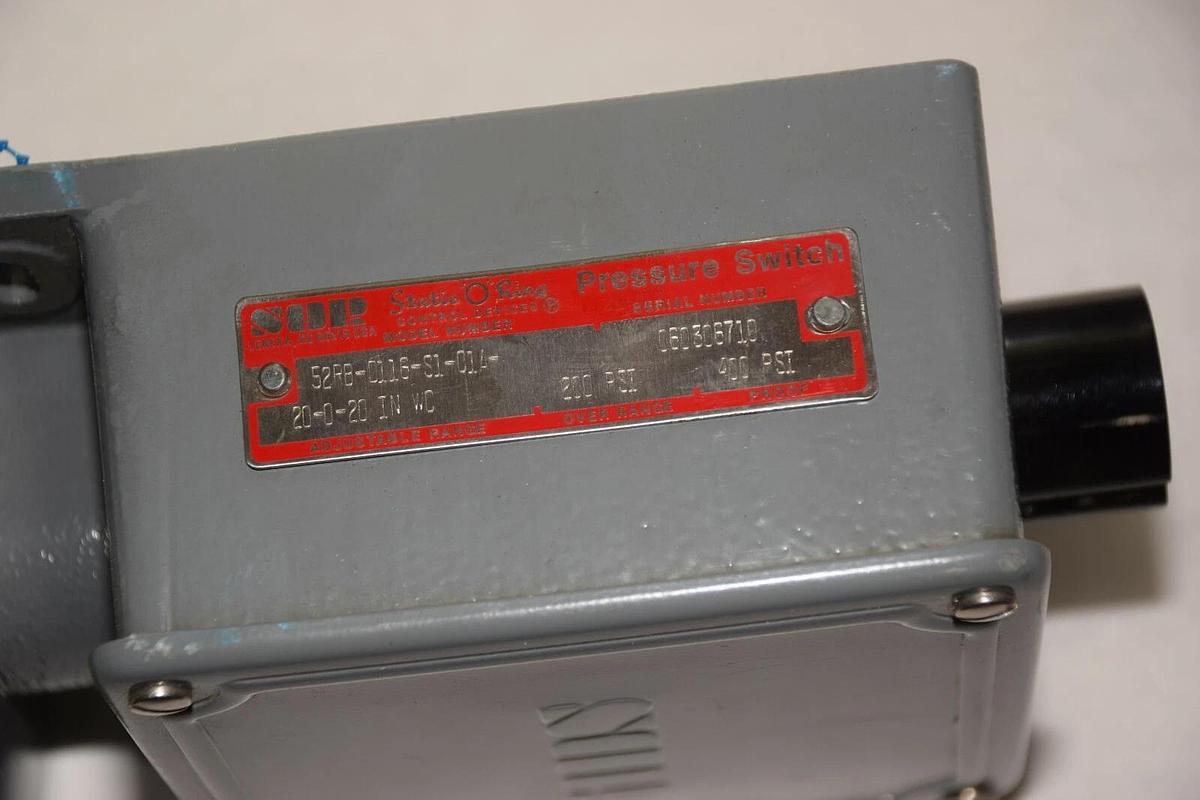 (New) SOR STATIC-O-RING 52RB-D116-S1-C1A 20-0-20 IN WC PRESSURE SWITCH