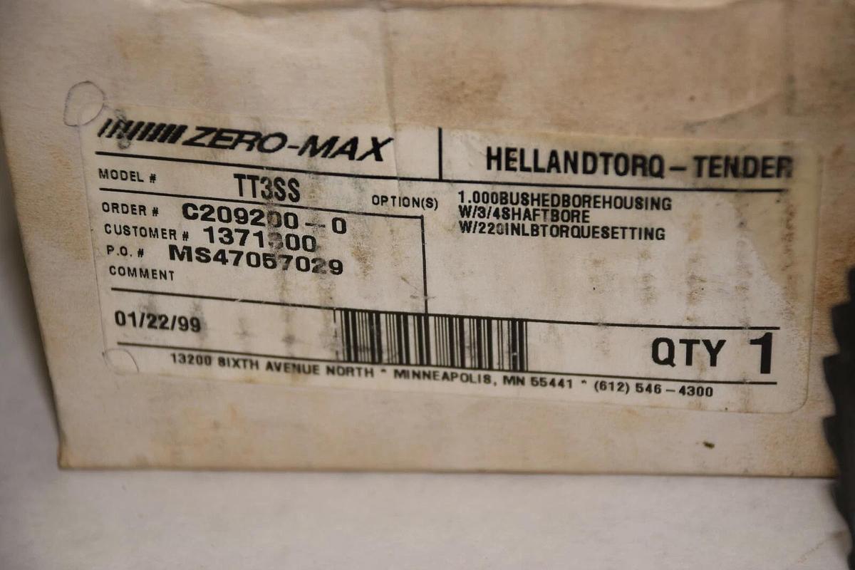 ZERO-MAX TT3SS 3/4" BORE END OF SHAFT MOUNT BUSHED BORE HOUSING  NEW