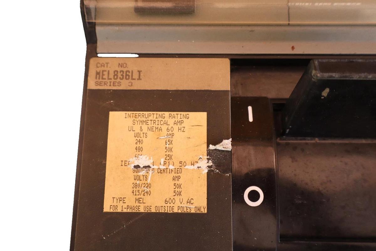 Used Square D 800 Amp MEL836LI 600V Circuit Breaker 3p500A Trip Micrologic ME8500RP