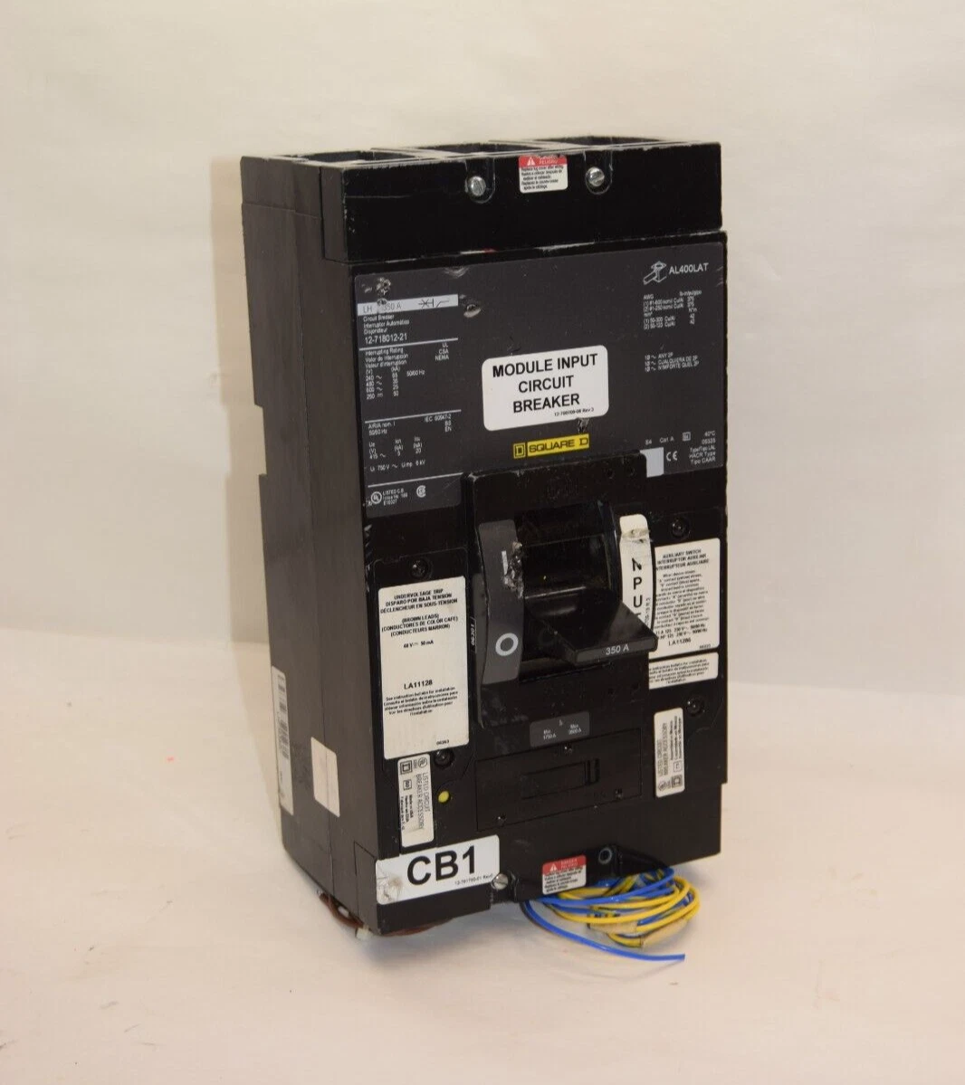 Used Square D 12-718012-21 3-Pole 350A 350 Amp A 600V Circuit Breaker LH 350A LH350A