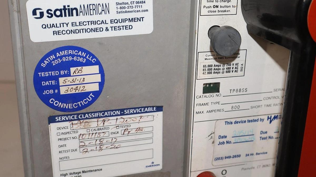 Refurbished GE General Electric Circuit Breaker Power Break 800A 800 Amp TP88SS ETD ETC-12