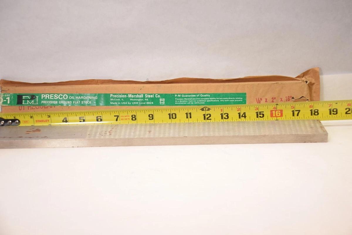 PRESCO 1/2" x 2" x 18" Oil Hardening Steel Precision Ground Solid Bar Flat Stock