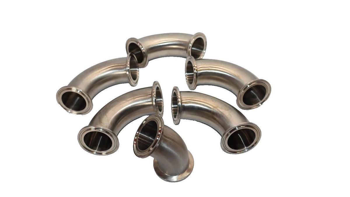 1-1/2" od (5) 90° Elbow (1) 45° Stainless Steel Pipe Fitting (New - Lot 6)