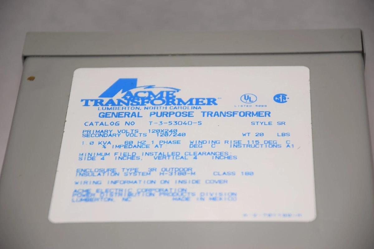 Used ACME TRANSFORMER T-3-53040-S T353040S General Purpose Transformer