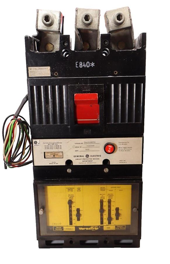 Used General Electric GE Breaker THJS3605G 500A 500 Amp 600v 3p VersaTrip Mod 2