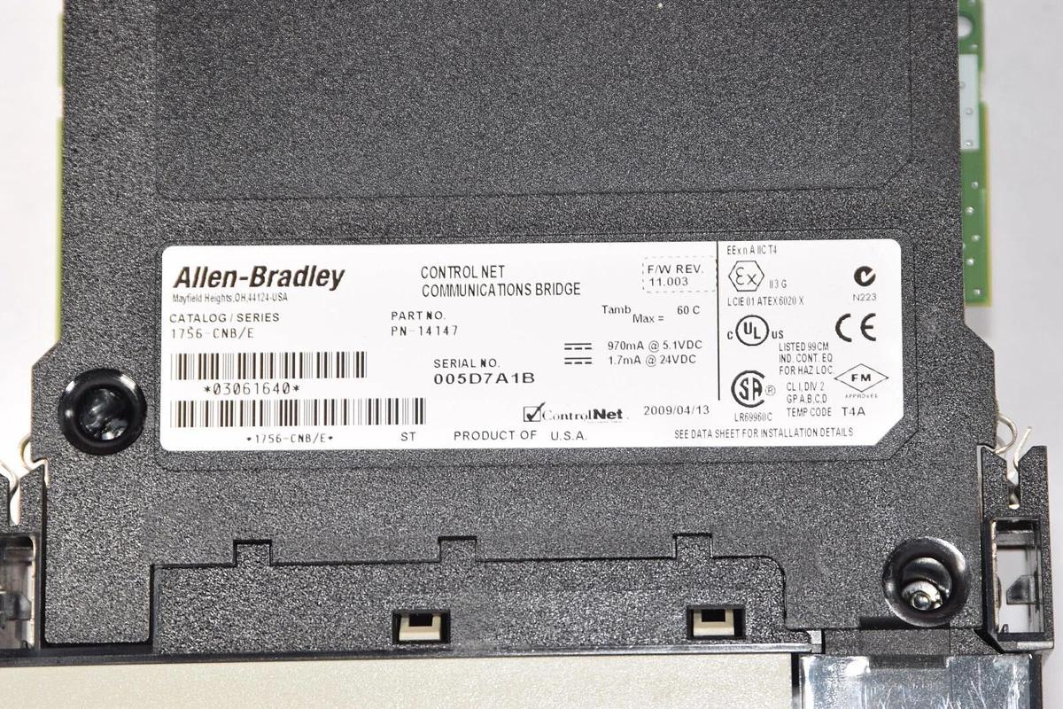 Used Allen Bradley 1756-CNB/E 1756-CNB 14147 Ser E Communications Bridge Module