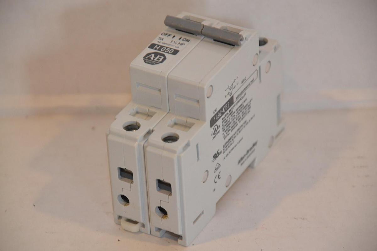 Used Allen Bradley 1492-CB2 H050 H 050 Circuit Breaker 5A 5 A 5 Amp 1 1/2hp 480Y/277v