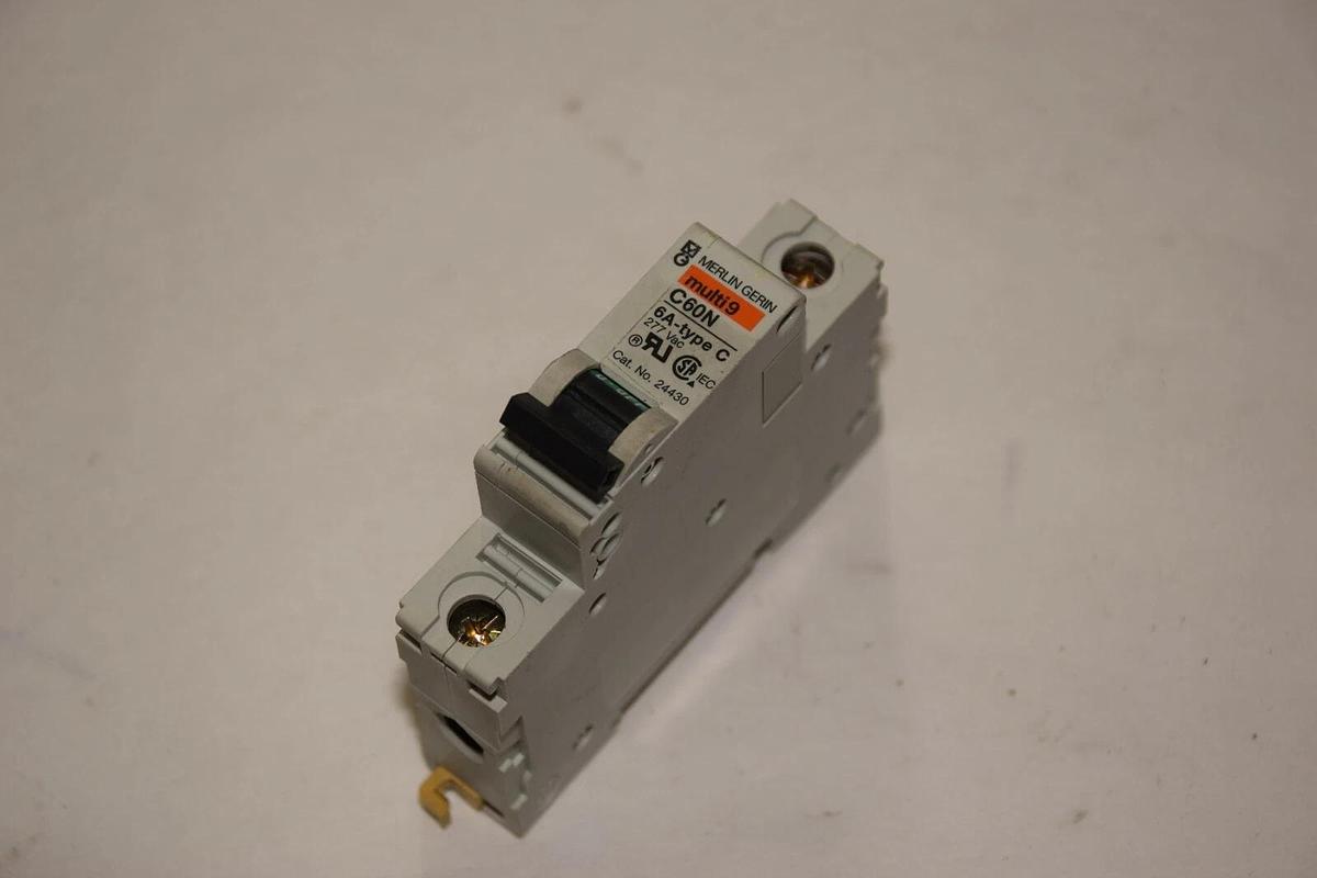 Used MERLIN GERIN C60N MULTI9 6A 277VAC TYPE C 1 POLE CIRCUIT BREAKER