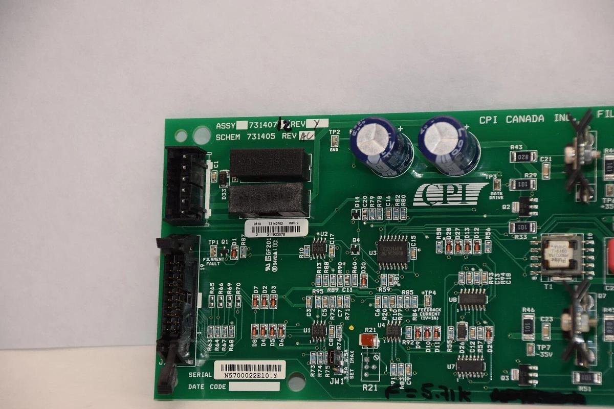 Used CPI CANADA INC 731407 , 73140712 Rev Y ,731405 Rev AC Filament Supply Board Card