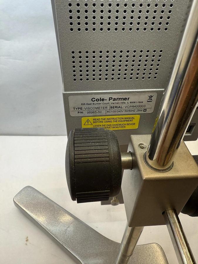 Used Cole-Parmer 98965-50 9896550 Lab Digital Viscometer 100/240v 25w