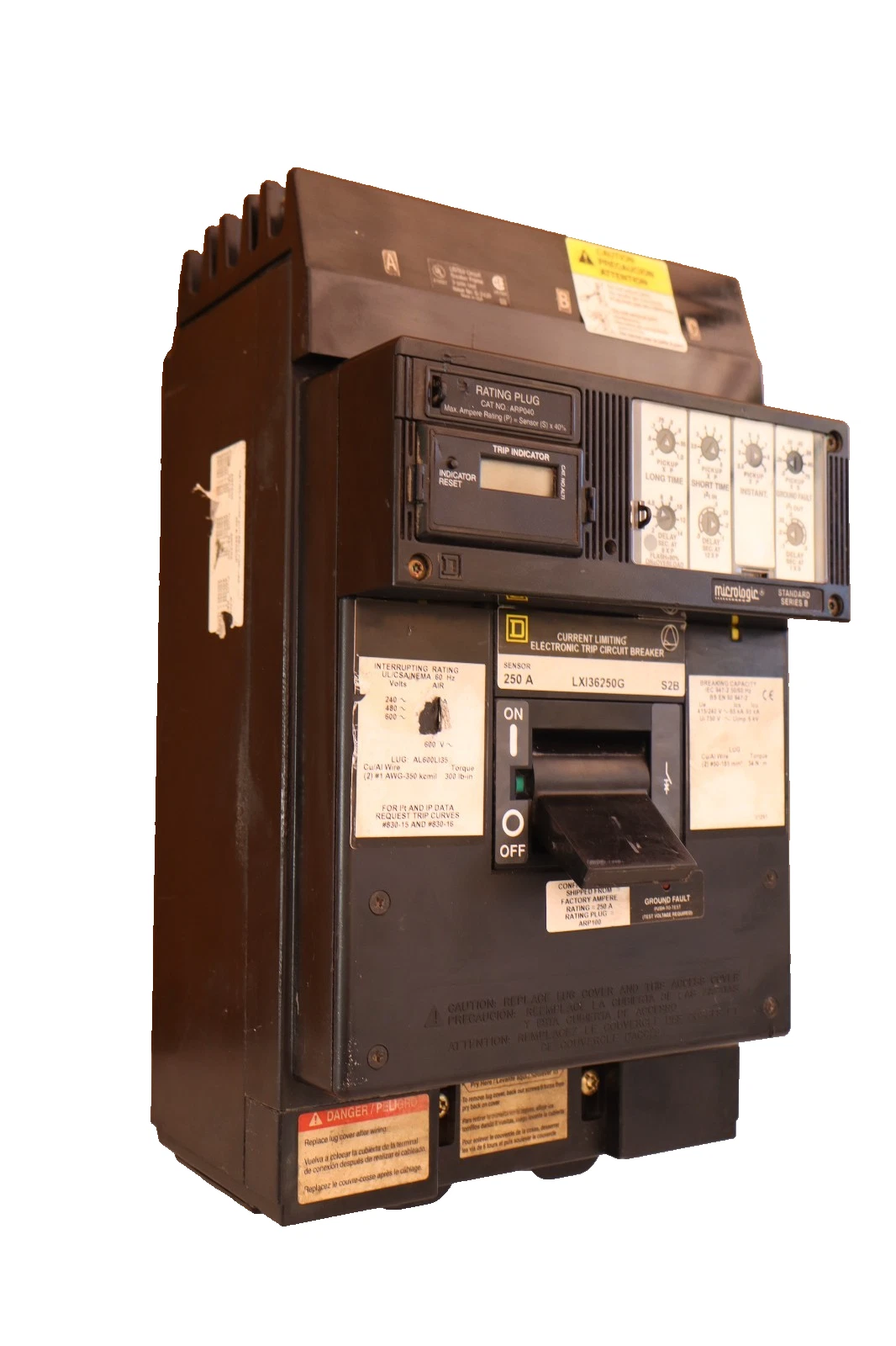 Used Square D Breaker 250A 250 Amp LXI36250G ARP040 Micrologic SerB Ground Fault