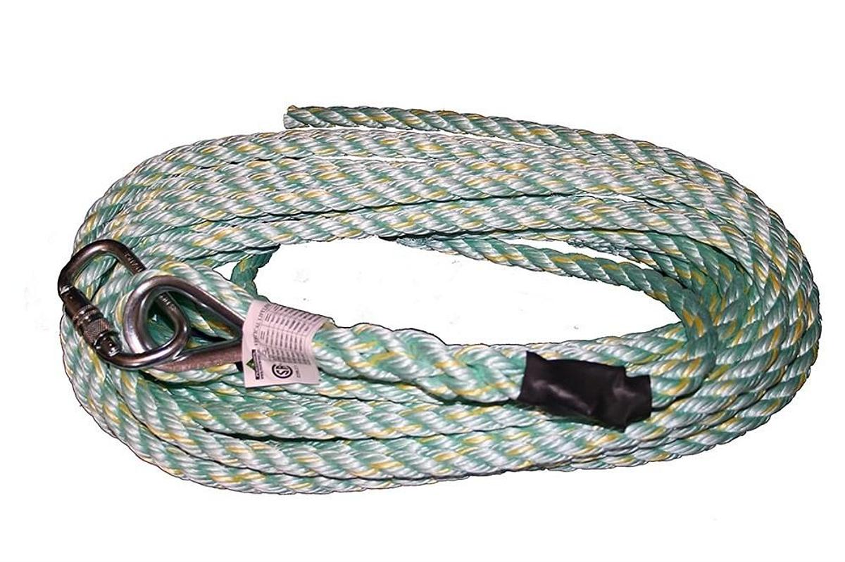 PeakWorks 57-316 Premium Vertical Lifeline Rope Back Splice and Carabiner 75 Ft.
