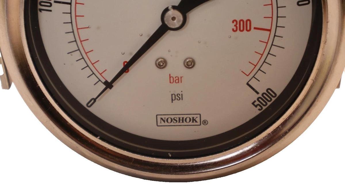 NOSHOK Back Connection Gauge 0-5000psi Liquid Filled 1/4 NPT 344.7 Bar (NEW)