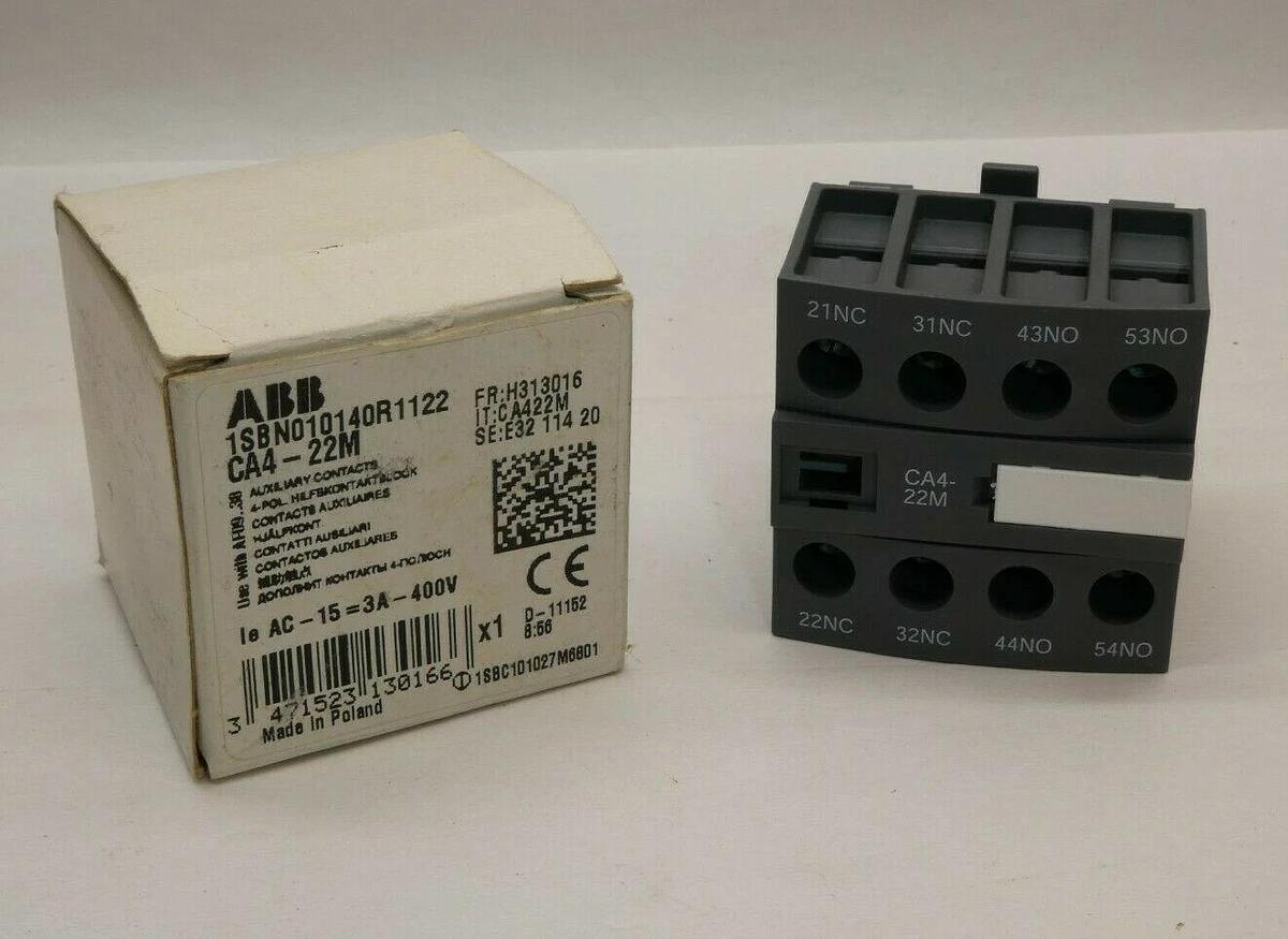 (NEW) ABB CA4-22M 1SBN010140R1122 4P 3A 400V Auxiliary Contact