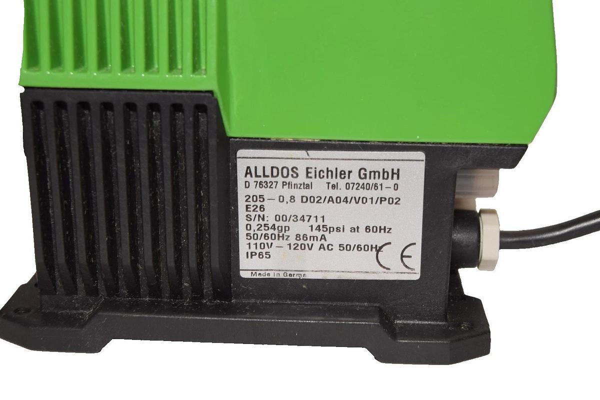 Used Alldos Eichler Gmbh 205-0.8 D02/A04/V01/P02 E26 0.254gph Metering Pump *Chip*