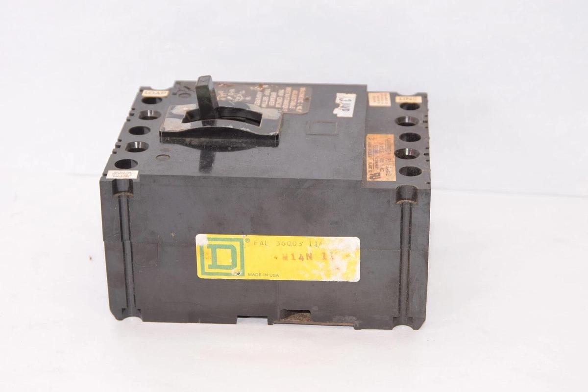 Used SQUARE D FAL 36003 FAL36003 3A Amp 3P 600V 11M Black Circuit Breaker