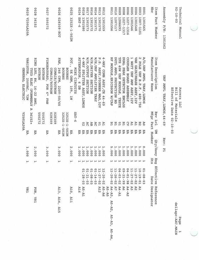 Used 600 watt High Band Power Amp 1301562 for Axcera 835B-6 UHF TV 6kw Transmitter