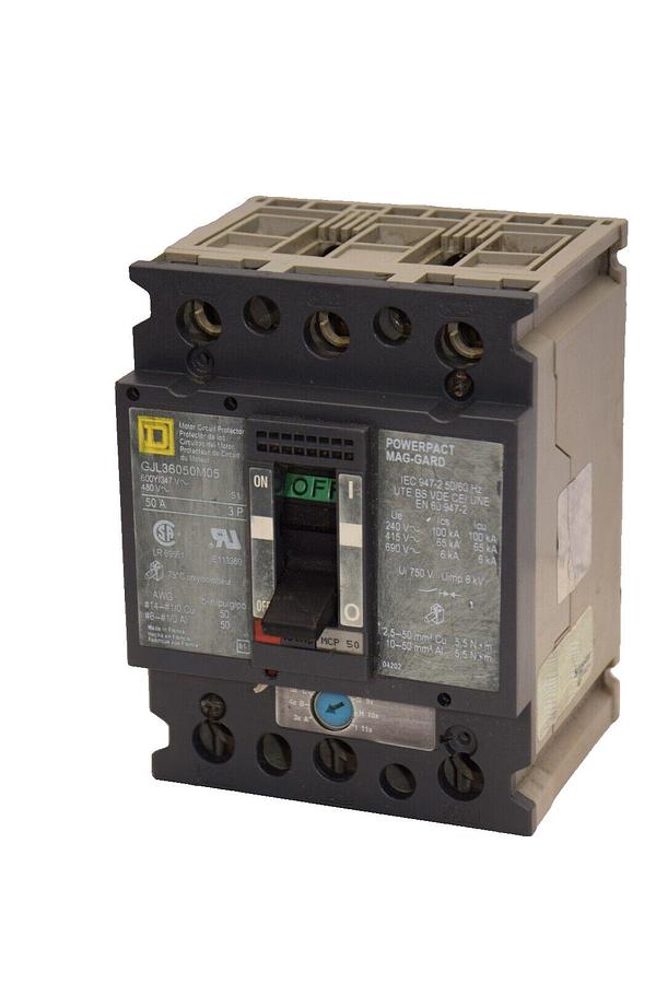 Used SQUARE D GJL36050M05 50A Amp 3P PowerPact Mag-Gard Circuit Breaker