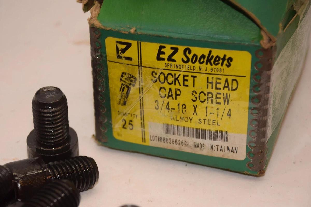 (NEW - Box 25) EZ SOCKETS 3/4"-10x1-1/4" Alloy Steel Socket Head Cap Screw
