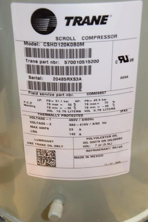 Trane 10 Ton Scroll Compressor CSHD120K0B0M 570010515200 COM09857 380/460v *NEW*