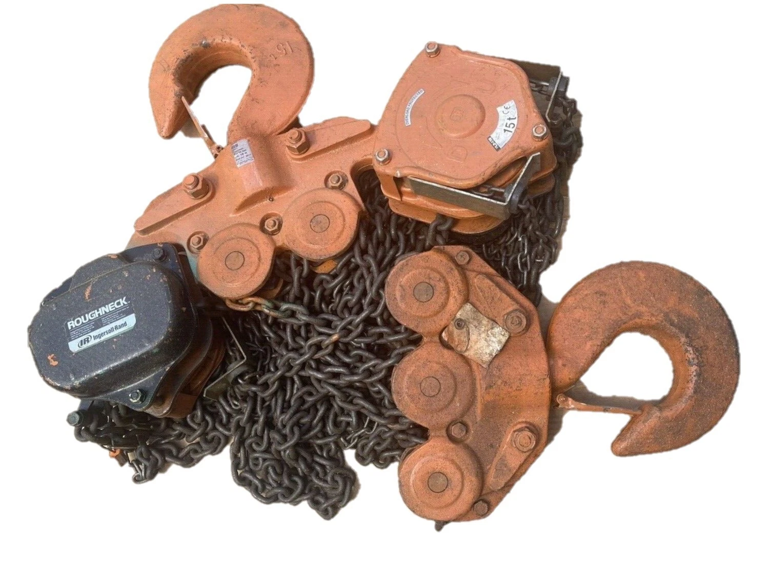 Used Ingersoll Rand Roughneck 15 Ton Chain Hoist Model VL2-150 10ft lift 30k lb