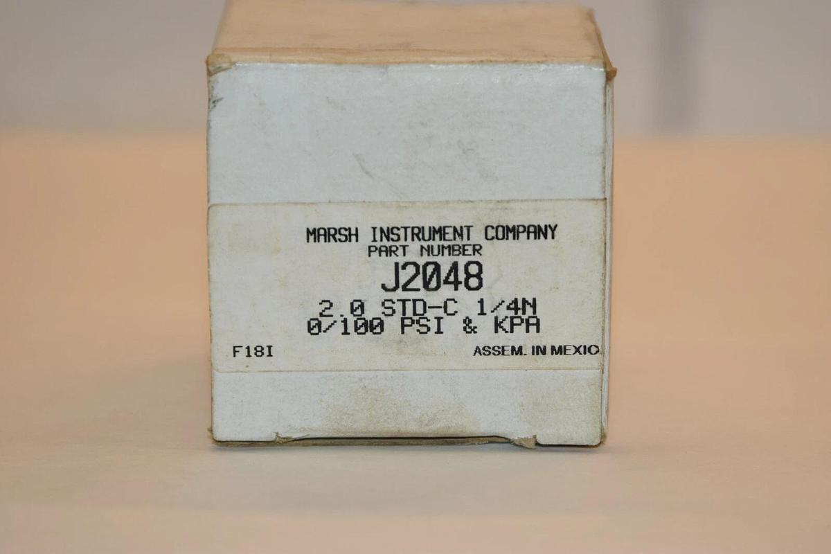 NEW MARSH INSTRUMENT J2048 0-100psi 2" FACE 1/4" NPT PRESSURE GAUGE