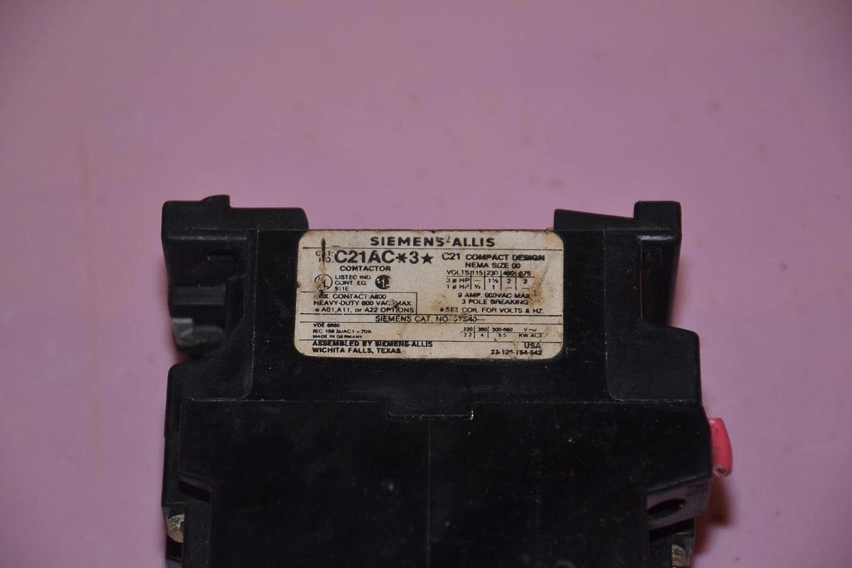 Used SIEMENS ALLIS CONTACTOR C21AC*3 C21AC 3 C21AC3 110-120 V 50-60 HZ