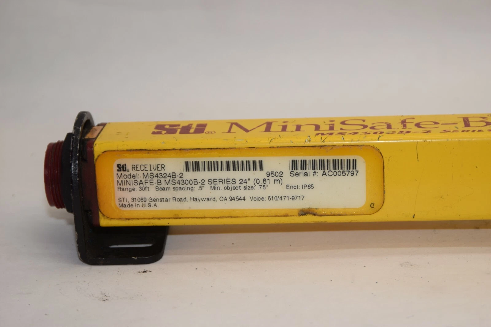Used STI MS4324B-2 Range 30' MiniSafe 24" Receiver Light Curtain