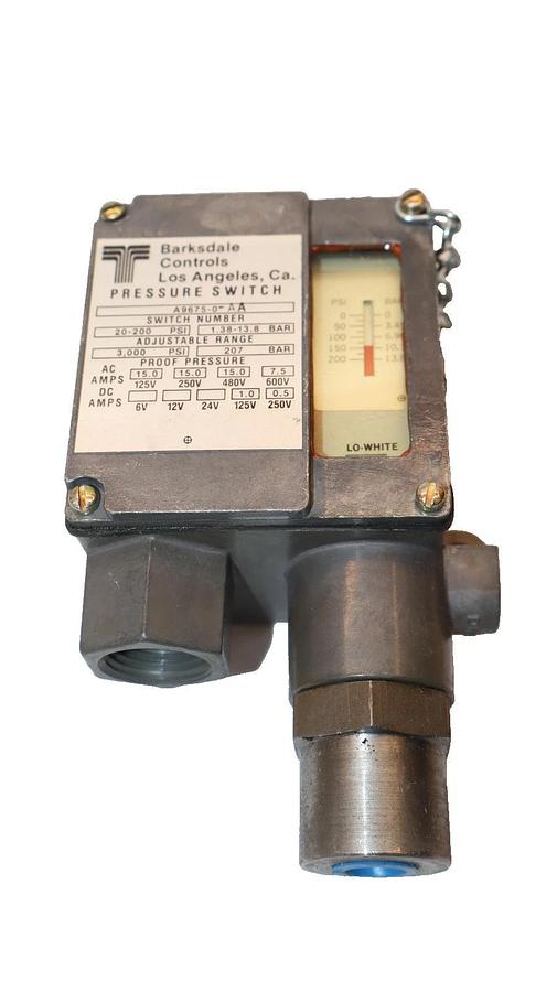 Barksdale Controls Pressure Switch 20-200psi A9675-0-AA (New)