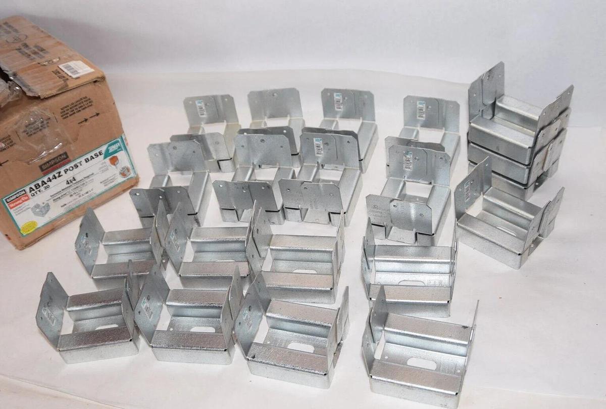 (NEW - Box of 20) SIMPSON ABA44Z 4x4 Metal Post Base