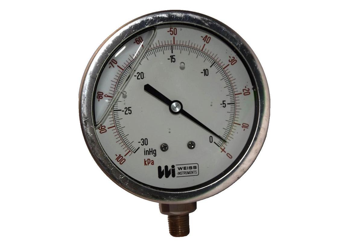 Weiss Instruments' 0-neg 100kpa 0-Neg 3 inHg 1/4" Npt Vacuum Gauge (New)